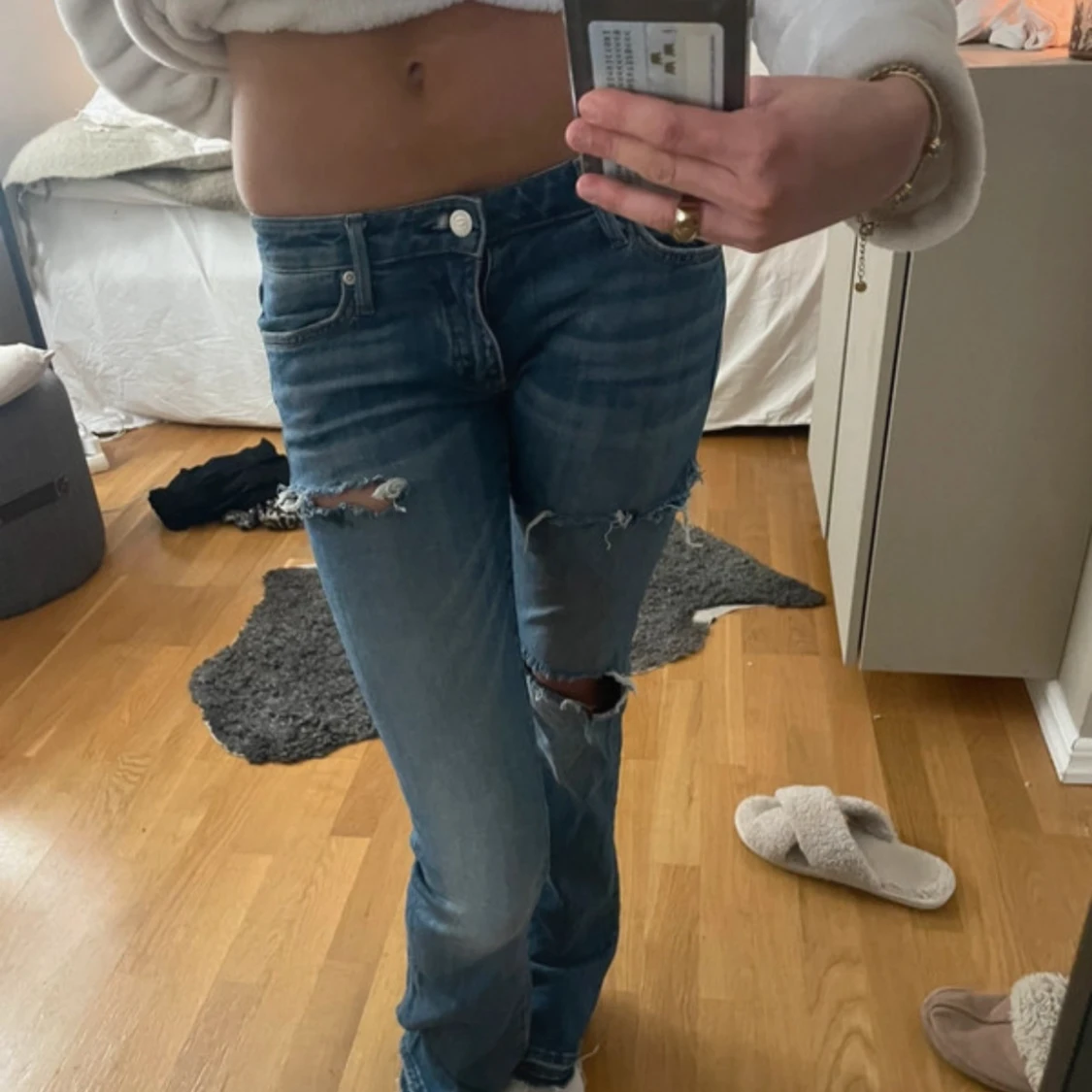 lågmidjade bootcut jeans  - 1