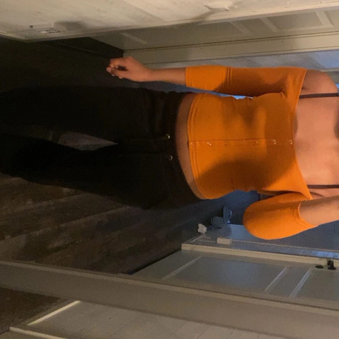 Orange croppad offshoulder topp - 1