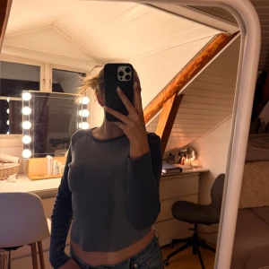 Blå långärmad topp från Divided - Säljer en enkel och snygg långärmad topp från Divided i en blå nyans. Modellen är croppad med rund halsringning och har en clean look utan mönster eller detaljer. Perfekt till jeans eller kjol för en chill vibe.