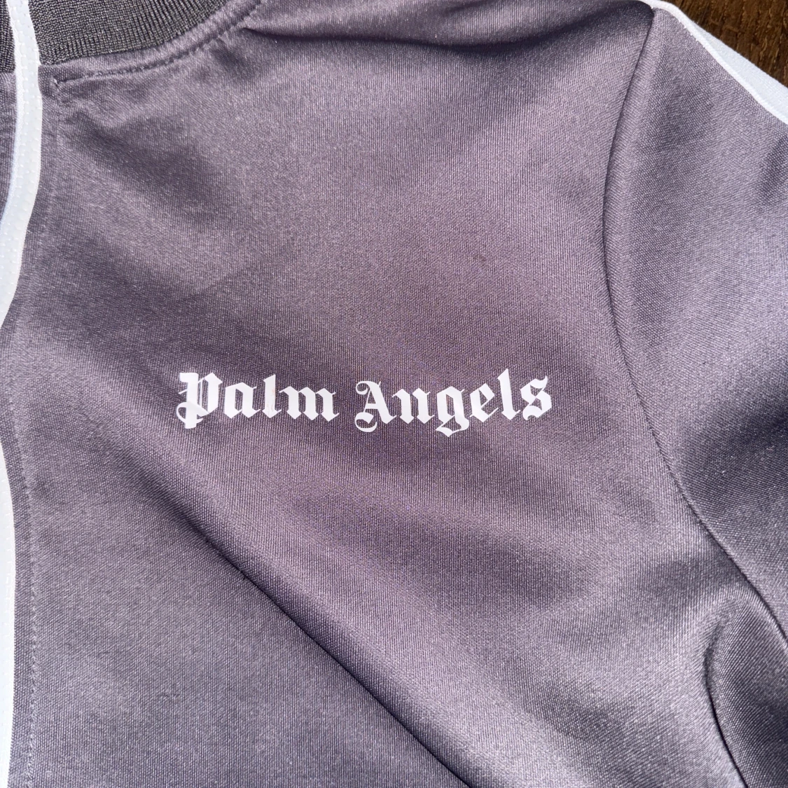 Palm Angels grå zip hoodie med ränder - 2