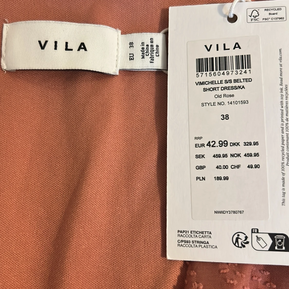 Kort omlottklänning från Vila, old rose - 2