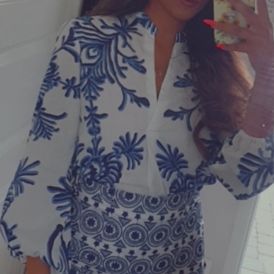 Vit och blå Positano-blus - 1