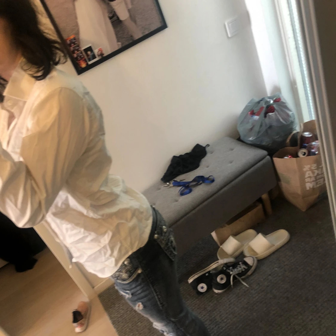 Basic vit button up / skjorta - 1