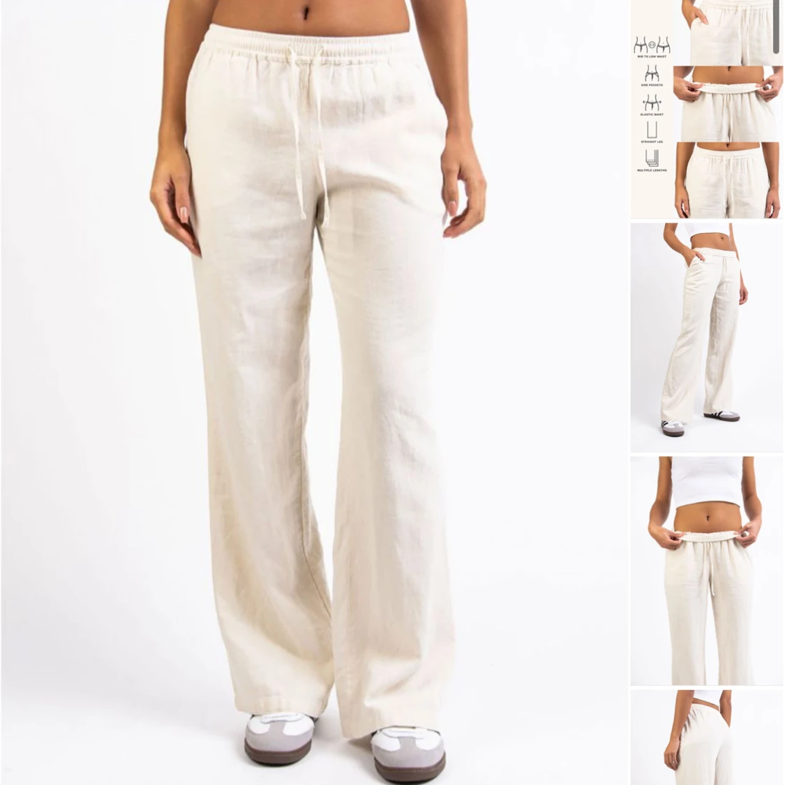 Beiga linnebyxor med dragsko - 1