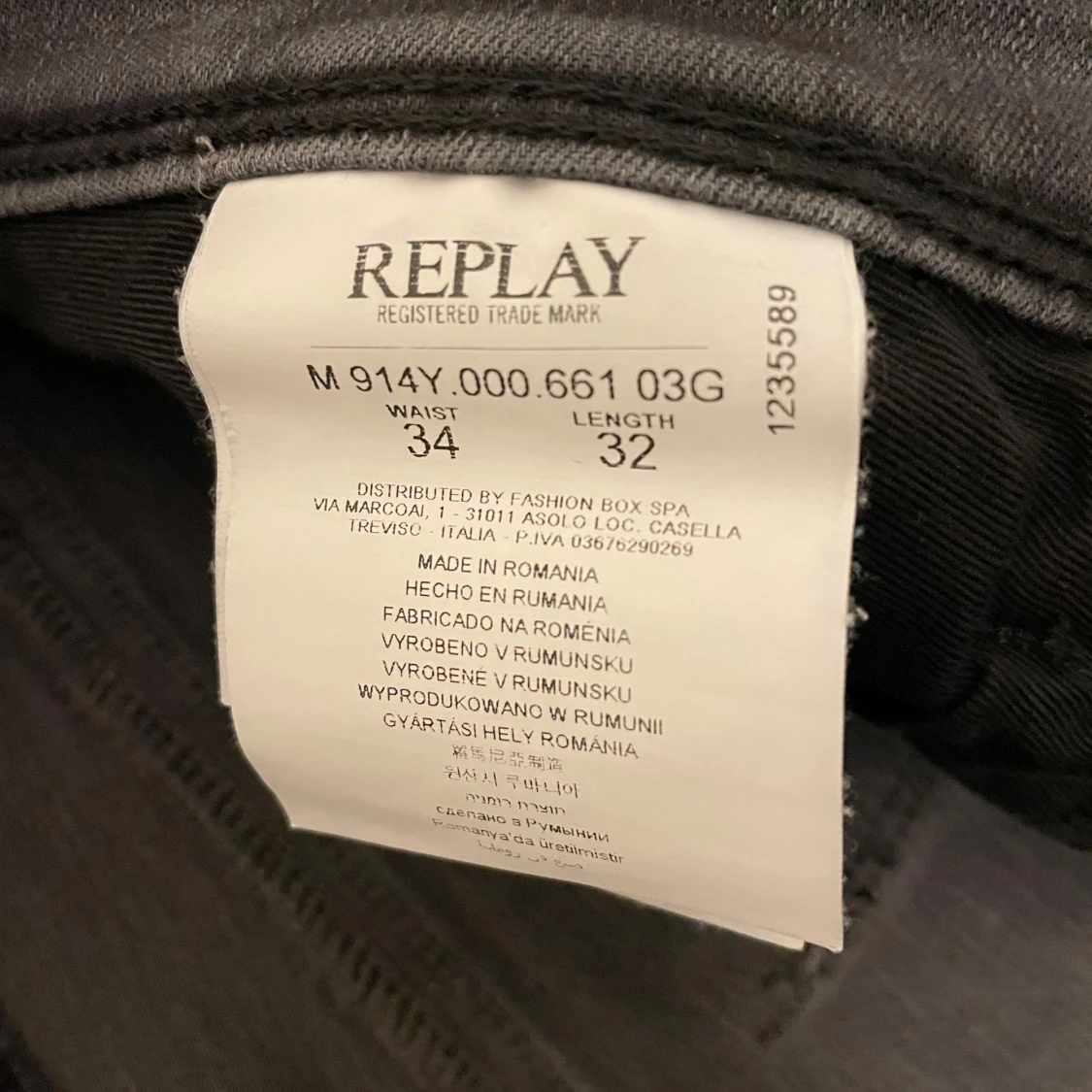 Replay mörkgrå jeansbyxor herr - 2