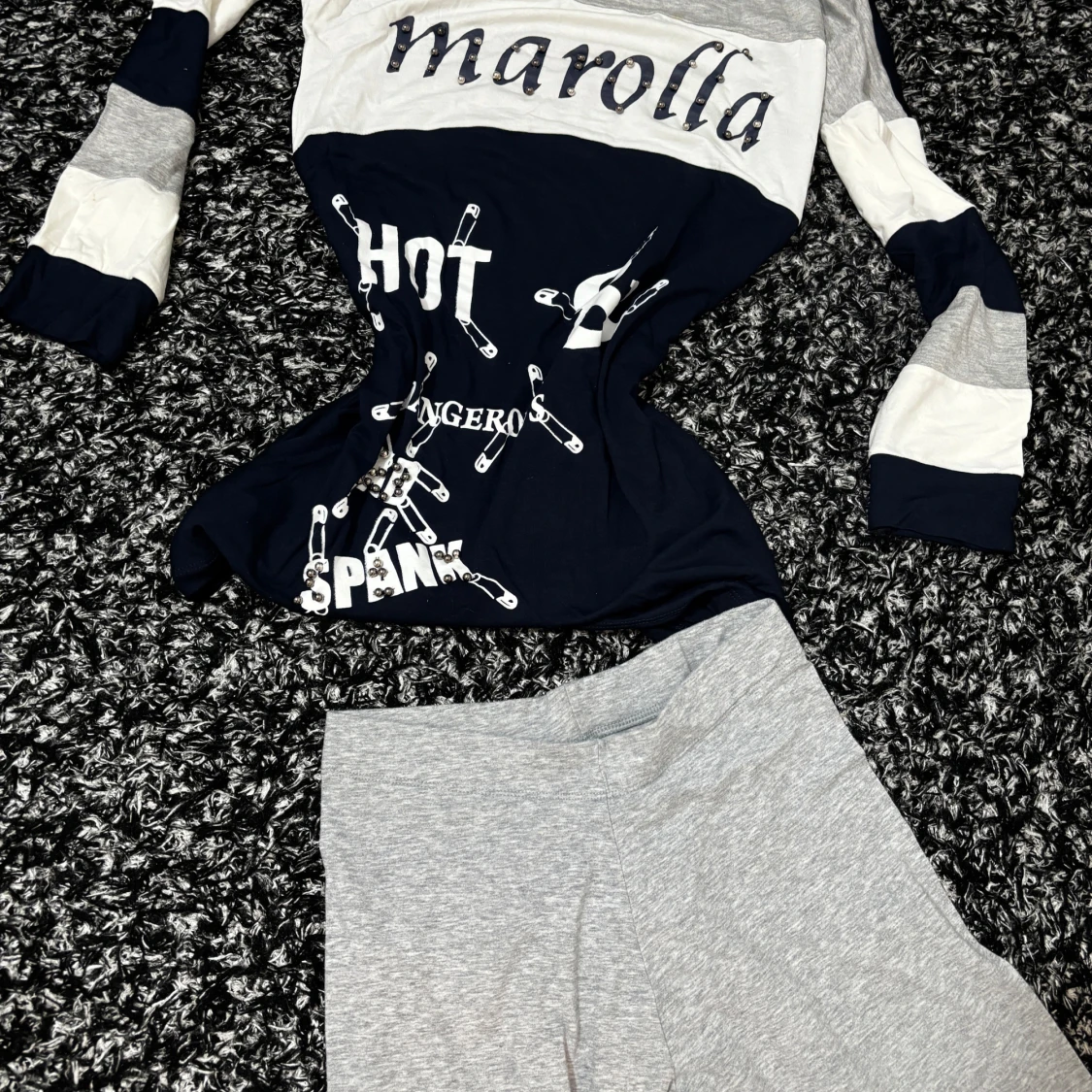 Randig långärmad tröja med tryck från Maroffa - 1