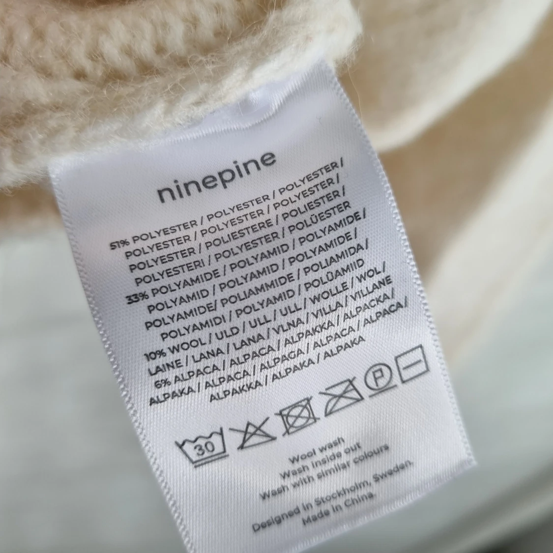 Cremevit stickad tröja Ninepine - 2