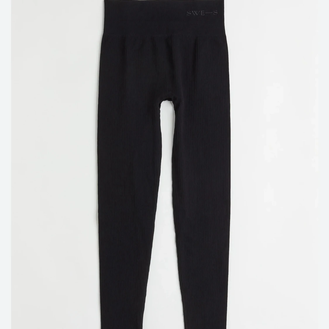 Svarta ribbade leggings  - 1