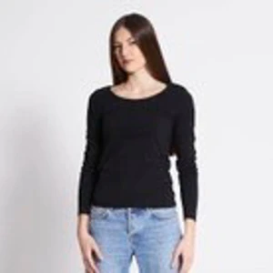 Svart långärmad topp - Säljer en enkel och stilren svart långärmad topp med rund halsringning. Perfekt att matcha med jeans eller kjol för en clean look. Tunn och mjuk i materialet.