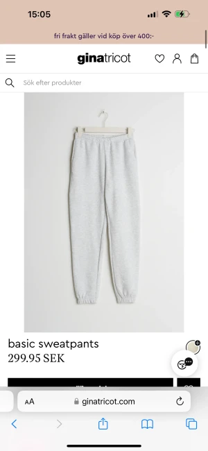 Basic Sweatpants från gina - Ljusgråa mjukisbyxor från Gina, säljs för de inte passar mig