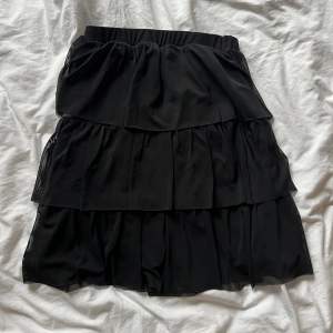 En volang kjol i svart från nelly. Stretchig och resår i midjan. Säljs gärna snabbt därför lågt pris!! O inga bilder med den på då jag inte har det🌟