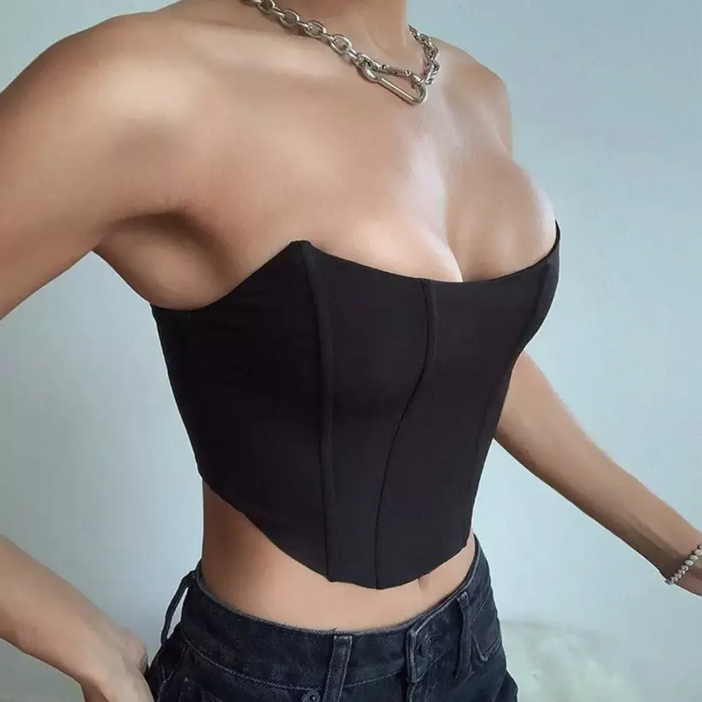 Sleeveless Off Shoulder Velvet Fashion Sexy Corset Crop Tops . Toppar.