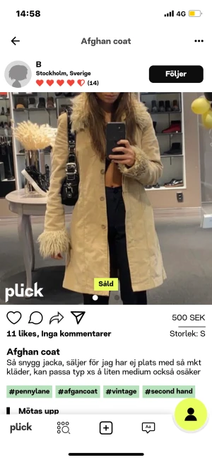 Afghan coat - Köpt på plick för ett år sen men har knappt använt så hoppas på att någon annan kan få bättre användning för den❤️ köptes för 500 men jag säljer den för 350