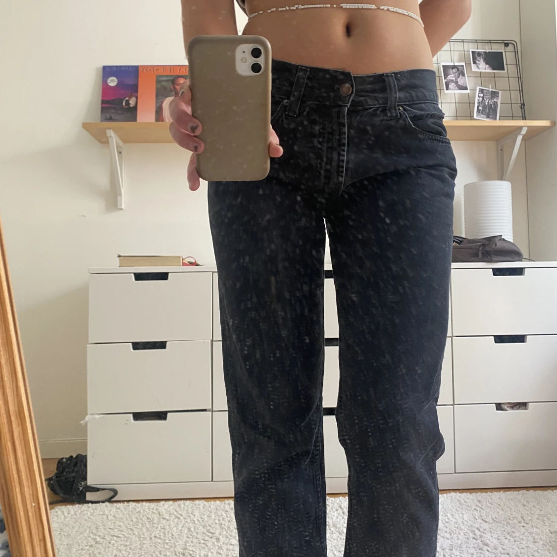 Gråa lowrise baggy jeans 