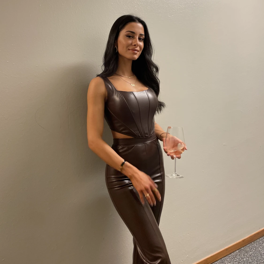 Snyggt brunt läder set - 90