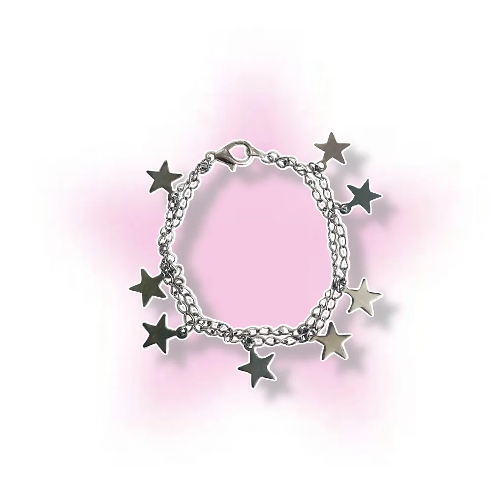 ✭Handjord Double Chained Star armband i rostfritt stål.✭ Skicka gärna armbandstorlek vid beställning.💋 {frakt 15kr}. Accessoarer.