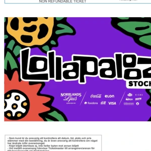 Lollapalooza - Hej säljer 2 st biljetter till lollapalooza
