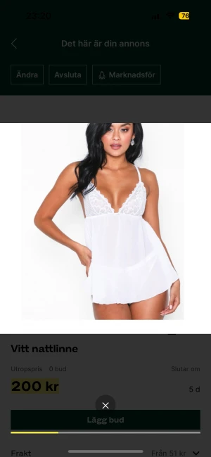 Vitt nattlinne - Med spets detaljer Oanvänt