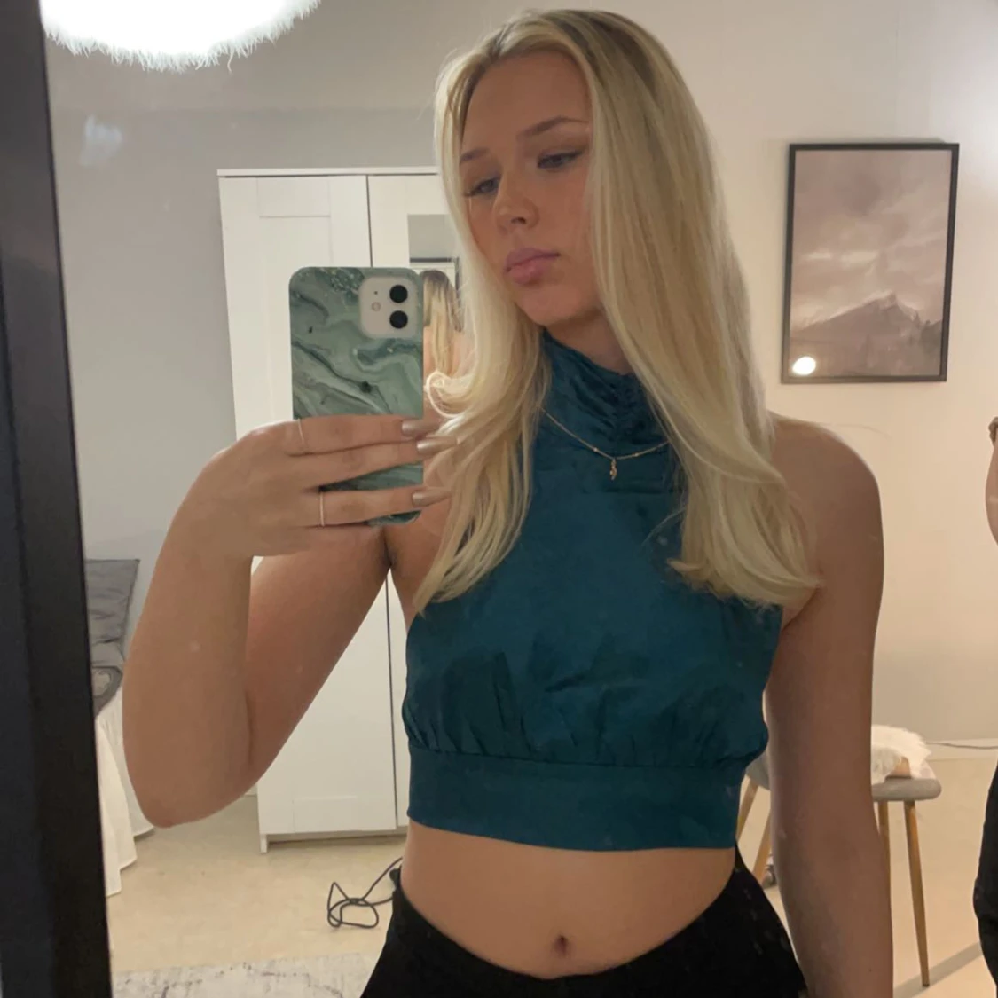 Blå/grön topp  - 90