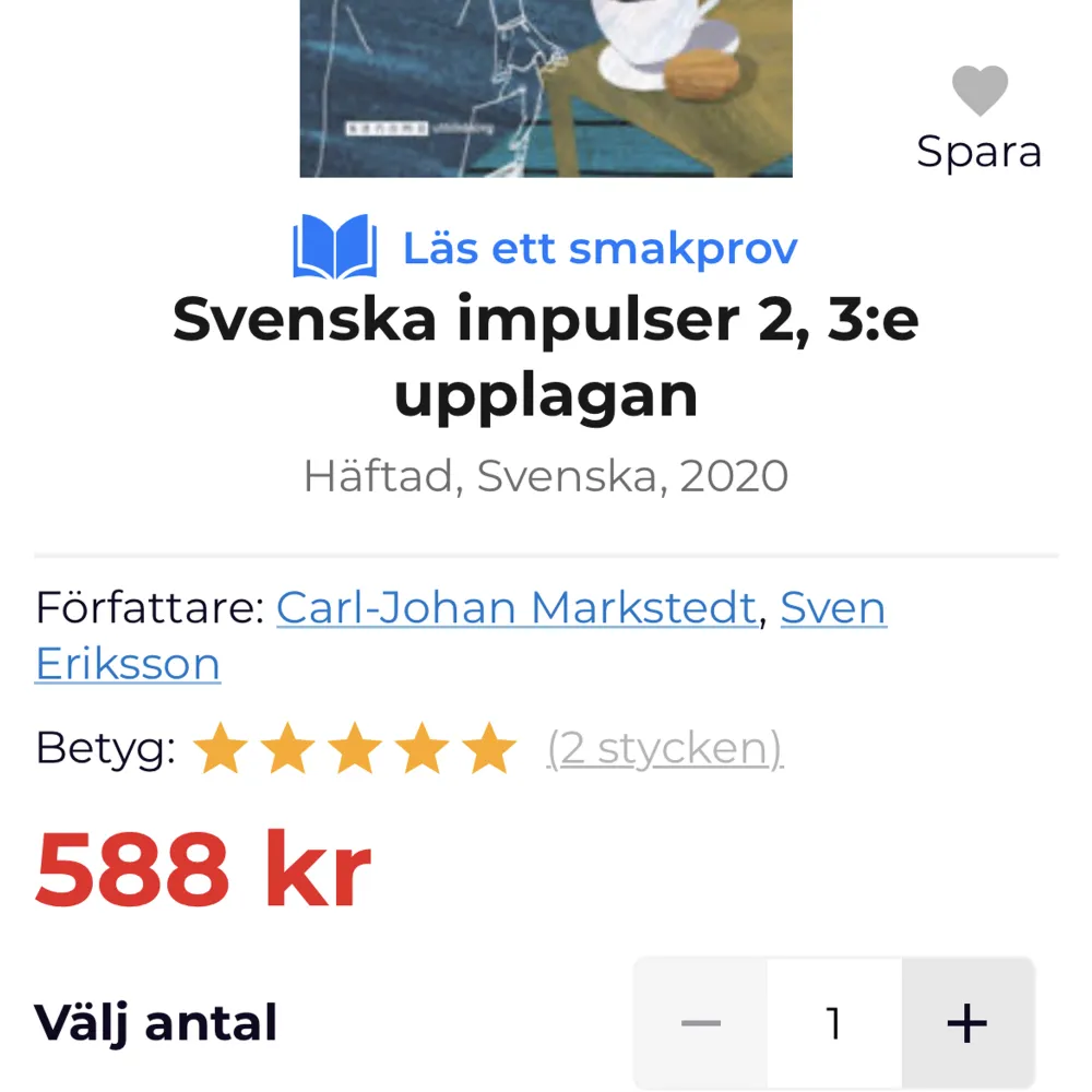 Säljer min kursbok för att jag inte har en användning av den längre. Kursboken är till Svenska 2.   Kan mötas i Linköping . Böcker.