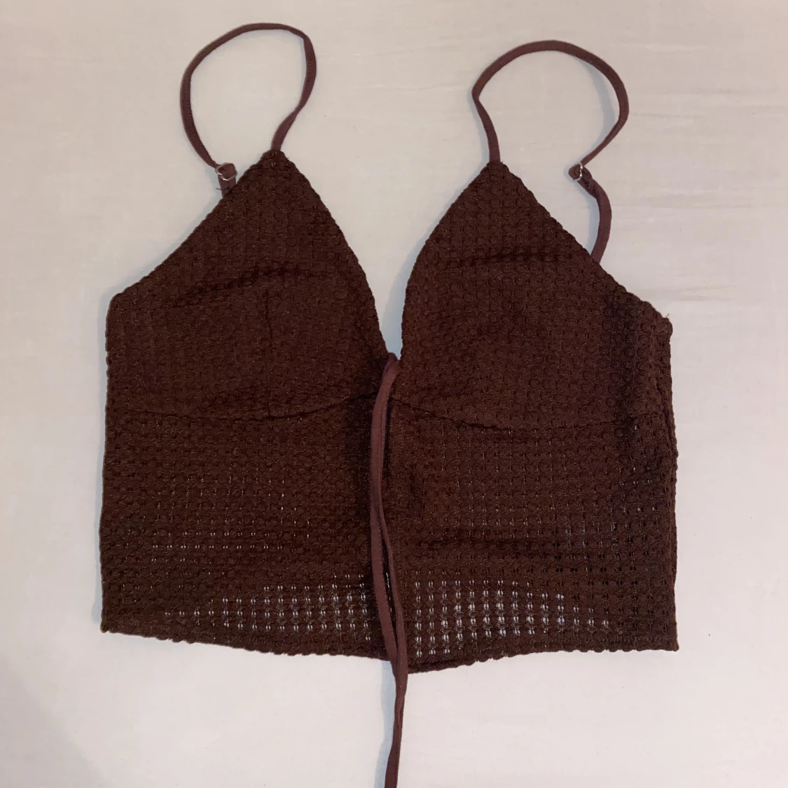 Brown tie knit top - 91