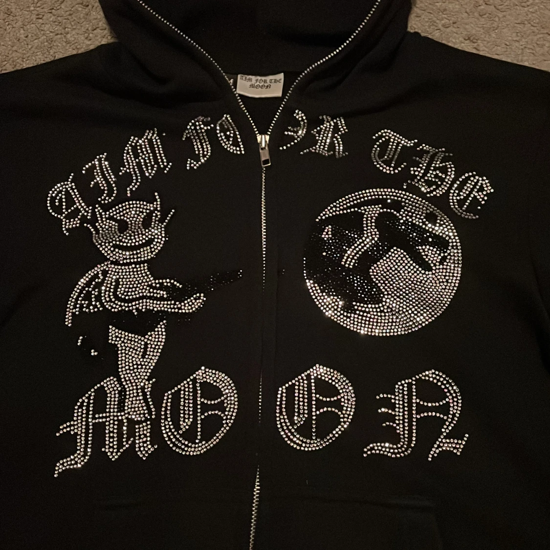 Svart aim for the moon zip hoodie - 91