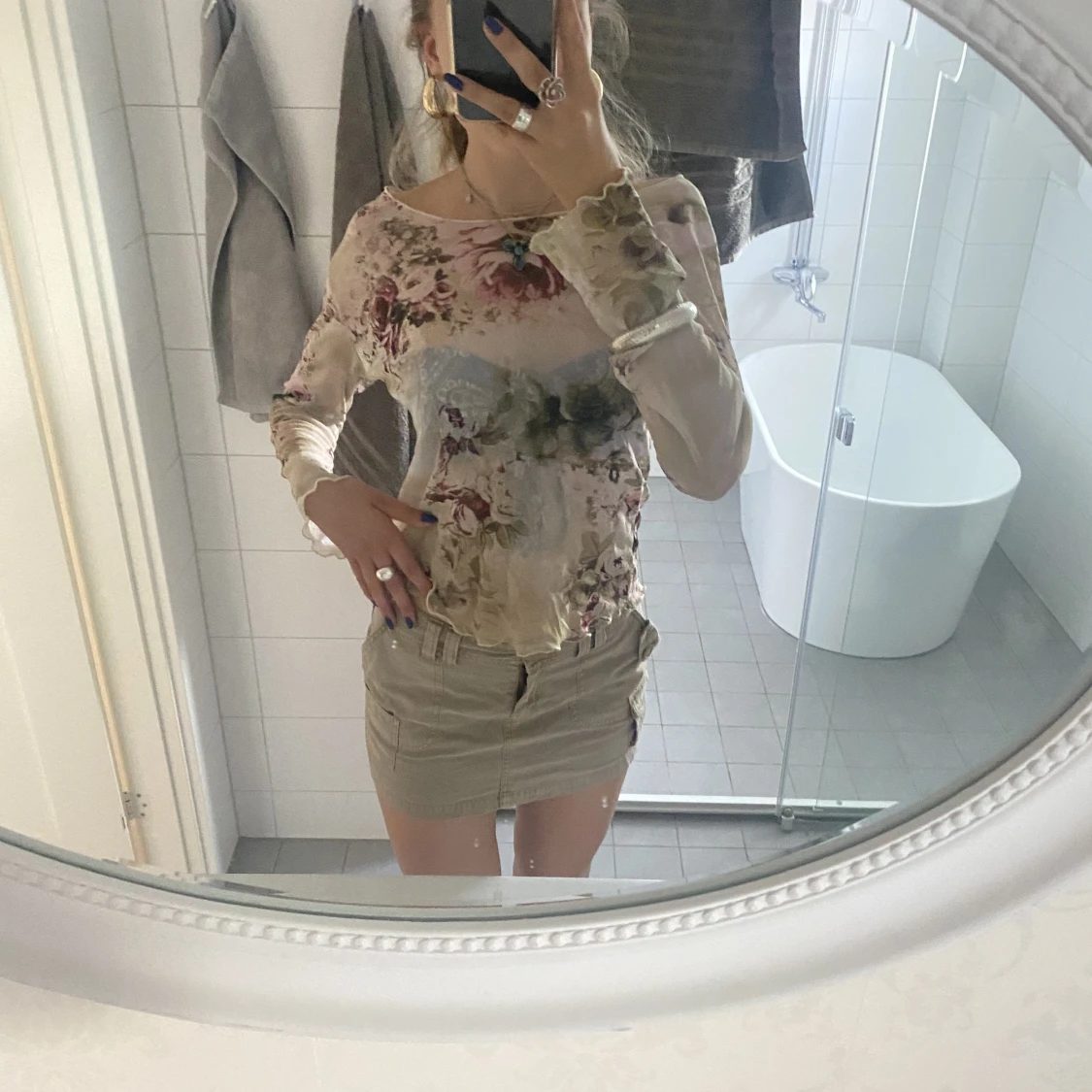 Långärmad mesh-topp - 90