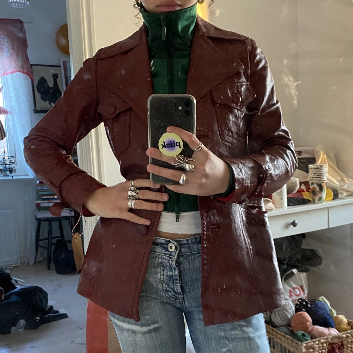 Röd skinnjacka - 90