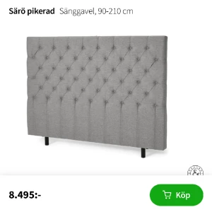 Sänggavel  - Sänggavel från mio⭐️ originalpris 8495kr. Passar till en vanlig dubbelsäng. Säljer pga är trött på grått och vill ha en annan färg. Inget fel på den💕