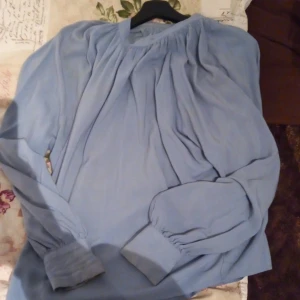 Ljusblå blus - Ljusblå blus som har 2 knappar där bak o 3 knappar vis armen. Jätte fin o är anvönd ett par gånger. 💙💙