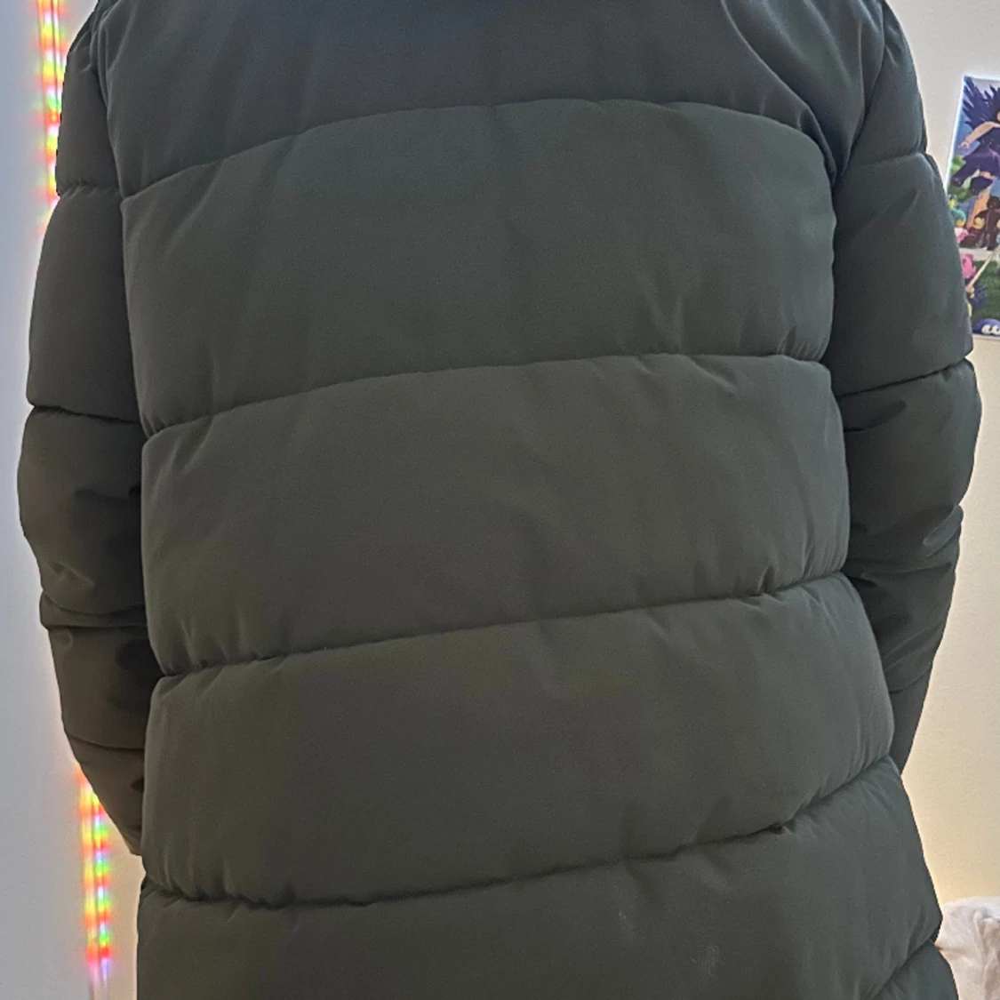 Long Puffer Jacket, Dark Army, herrstorlek L - 90