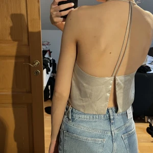 silvrig kort topp  - Silvrig kort topp med öppen rygg från zara som är slutsåld!❤️aldrig använd❤️