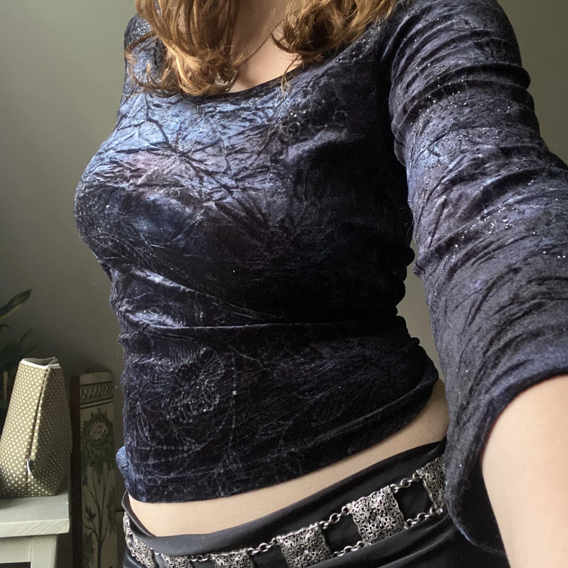 Blå tröja i sammet