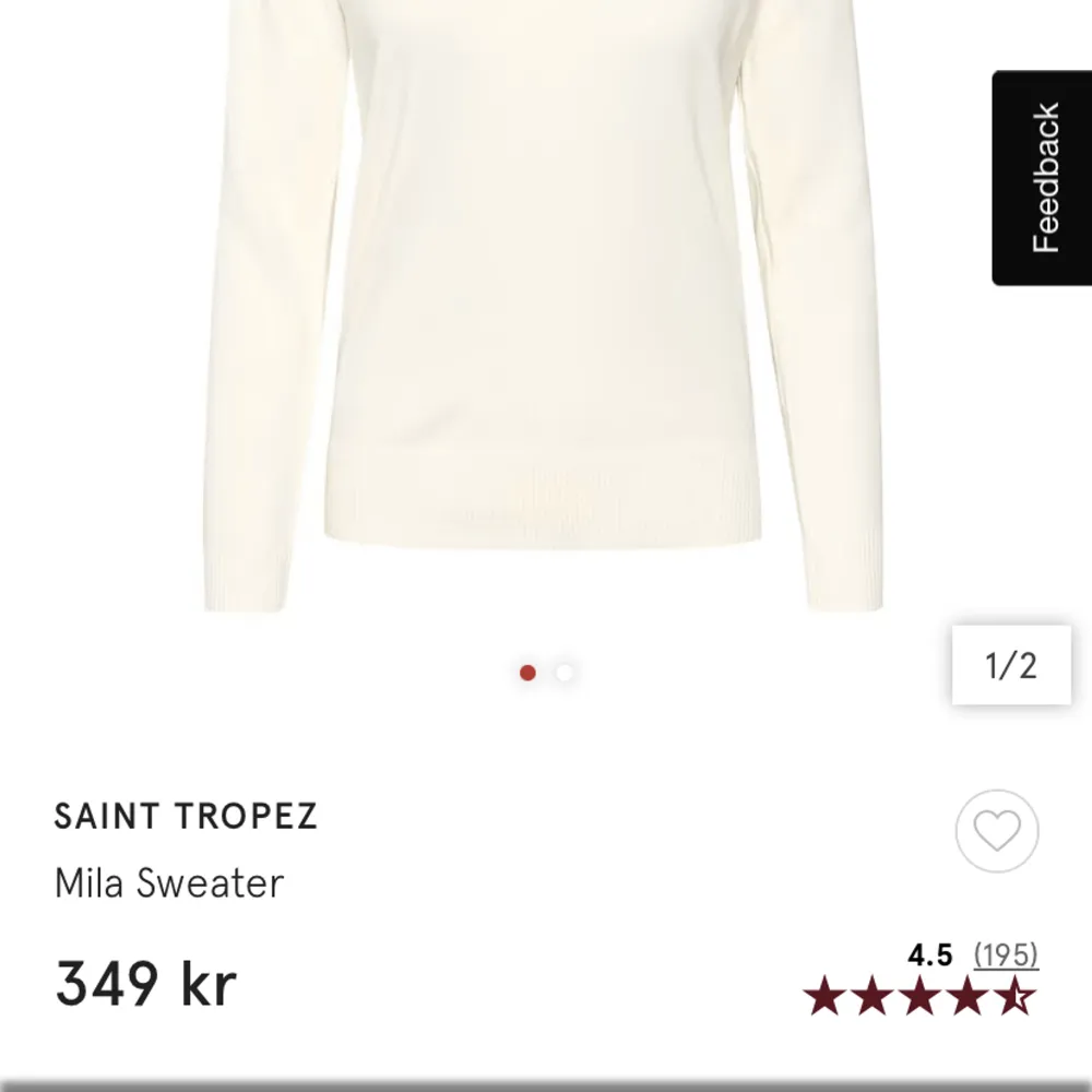 Vit finstickad tröja från saint tropez i storlek S, passar mig som oftast har xs 💘 Är knappast använd så inga defekter eller liknande 💓Nypris 349kr. Stickat.