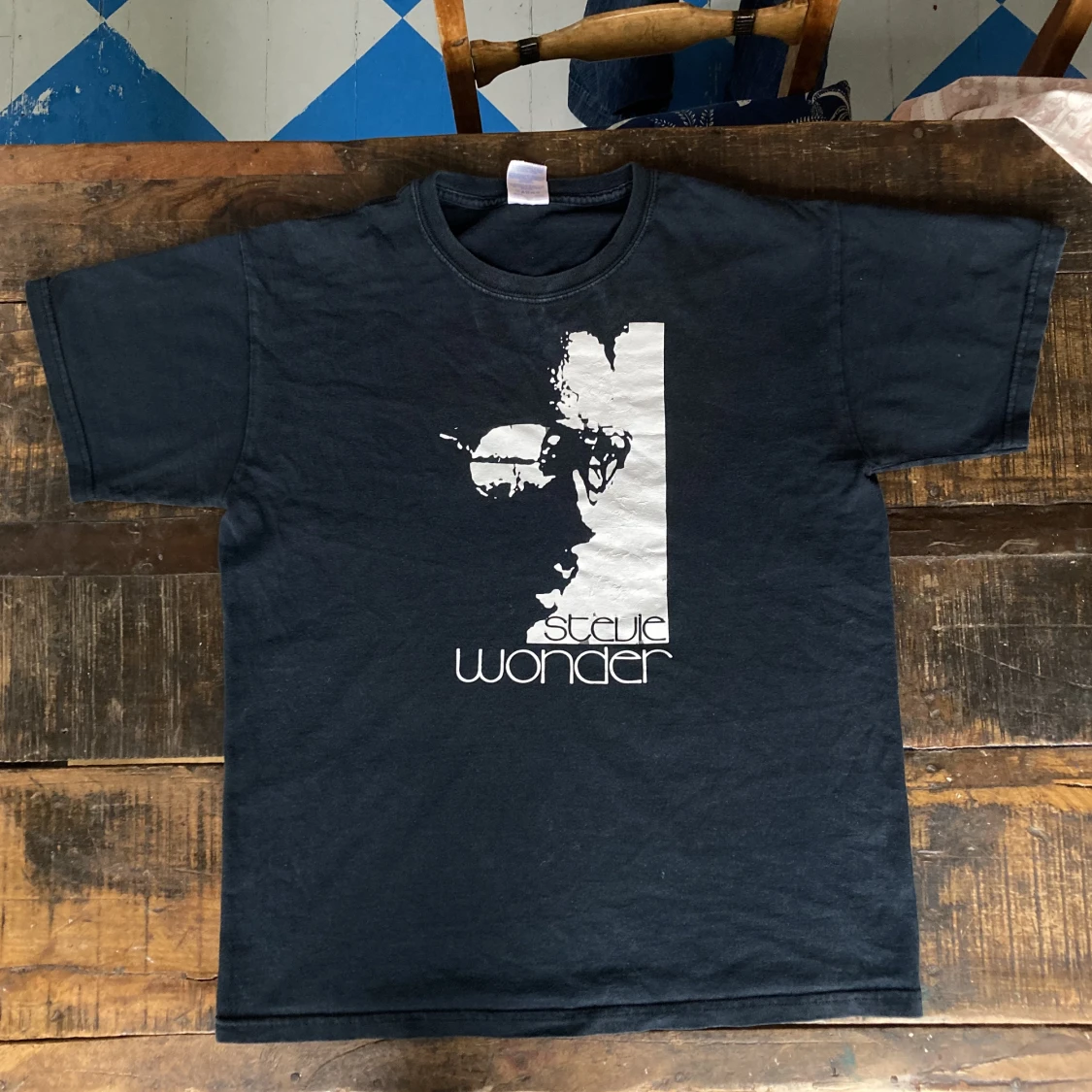 Svart Stevie Wonder t-shirt