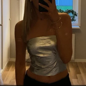 Silvrig korsettopp Gina - Silvrig korsett/bandeu topp från Gina! Använd en gång på halloween🤩  Toppenskick!