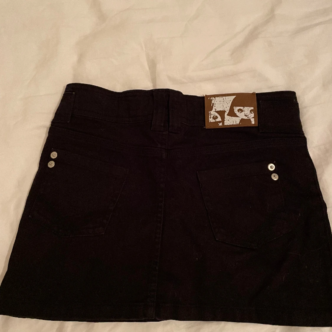 Svart lågmidjad jeans kjol - 90