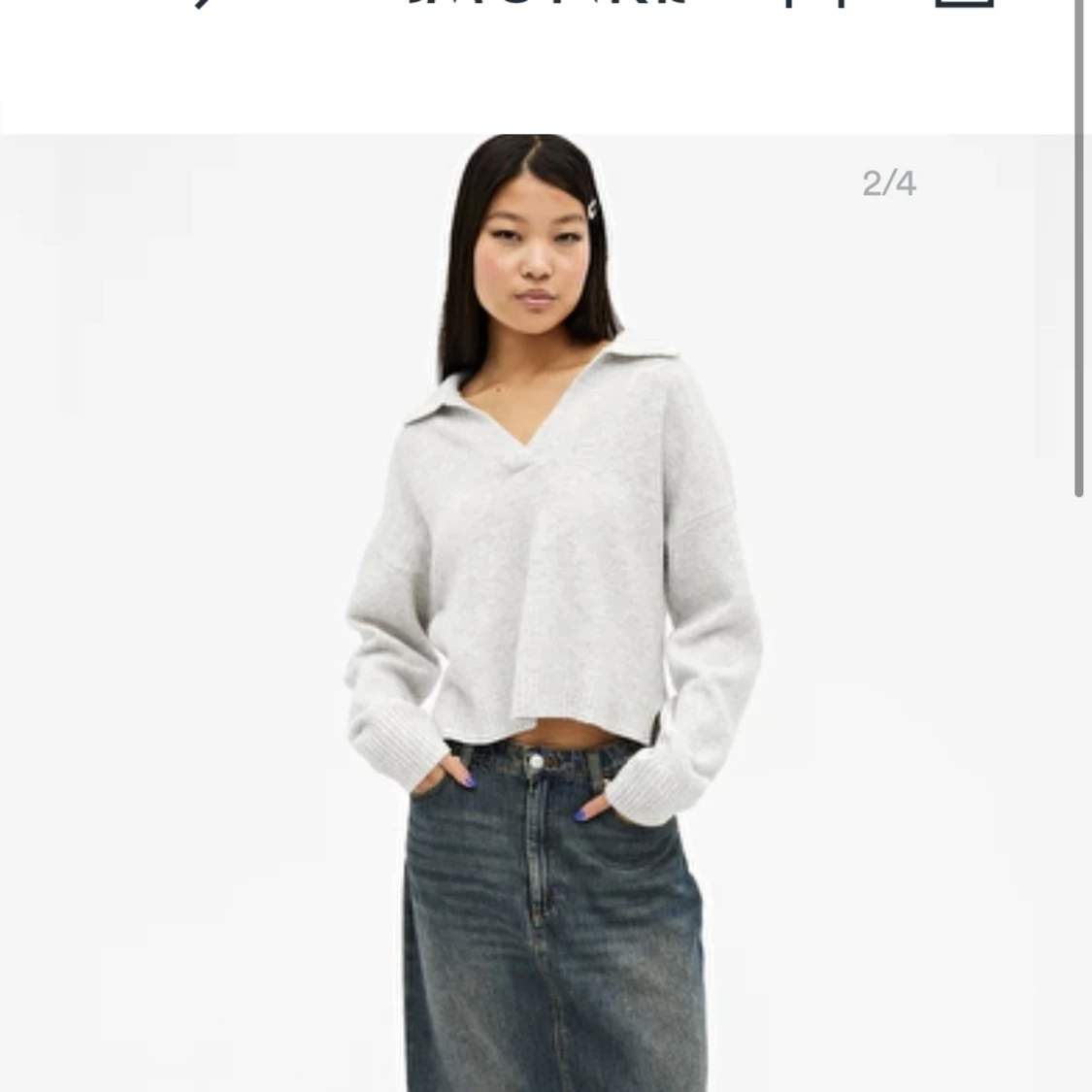 Stickad tröja med krage - 90