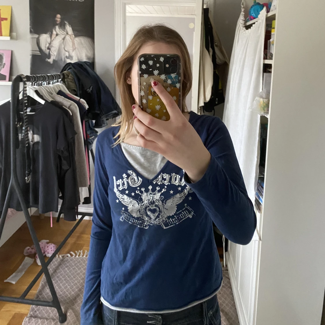 Långärmad tröja med tryck - 90