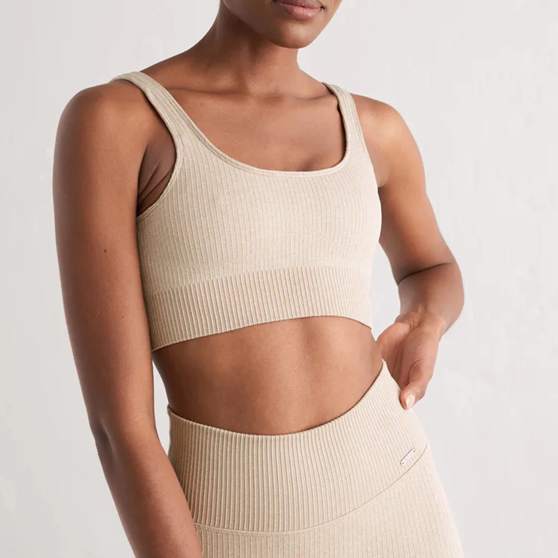 AIM’N beige ribbed seamless bra 