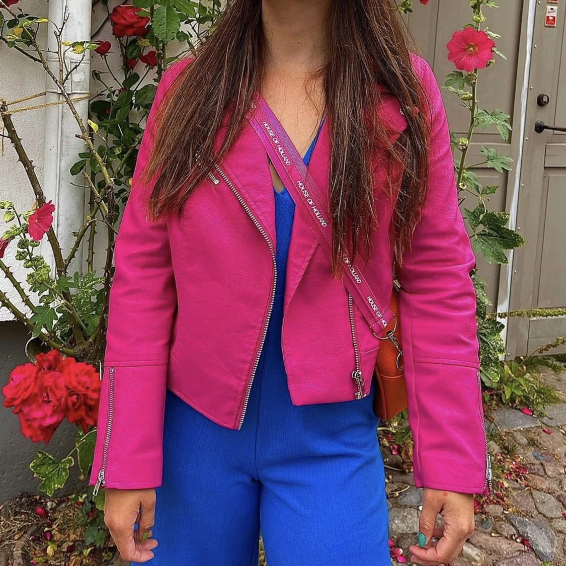 Rosa skinnjacka  - 90