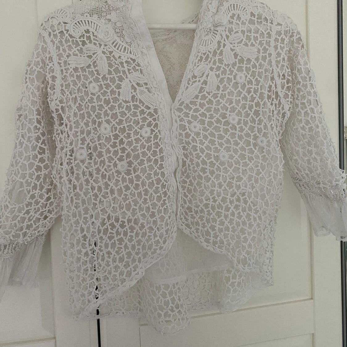 Vit vintage spetstopp  - 90