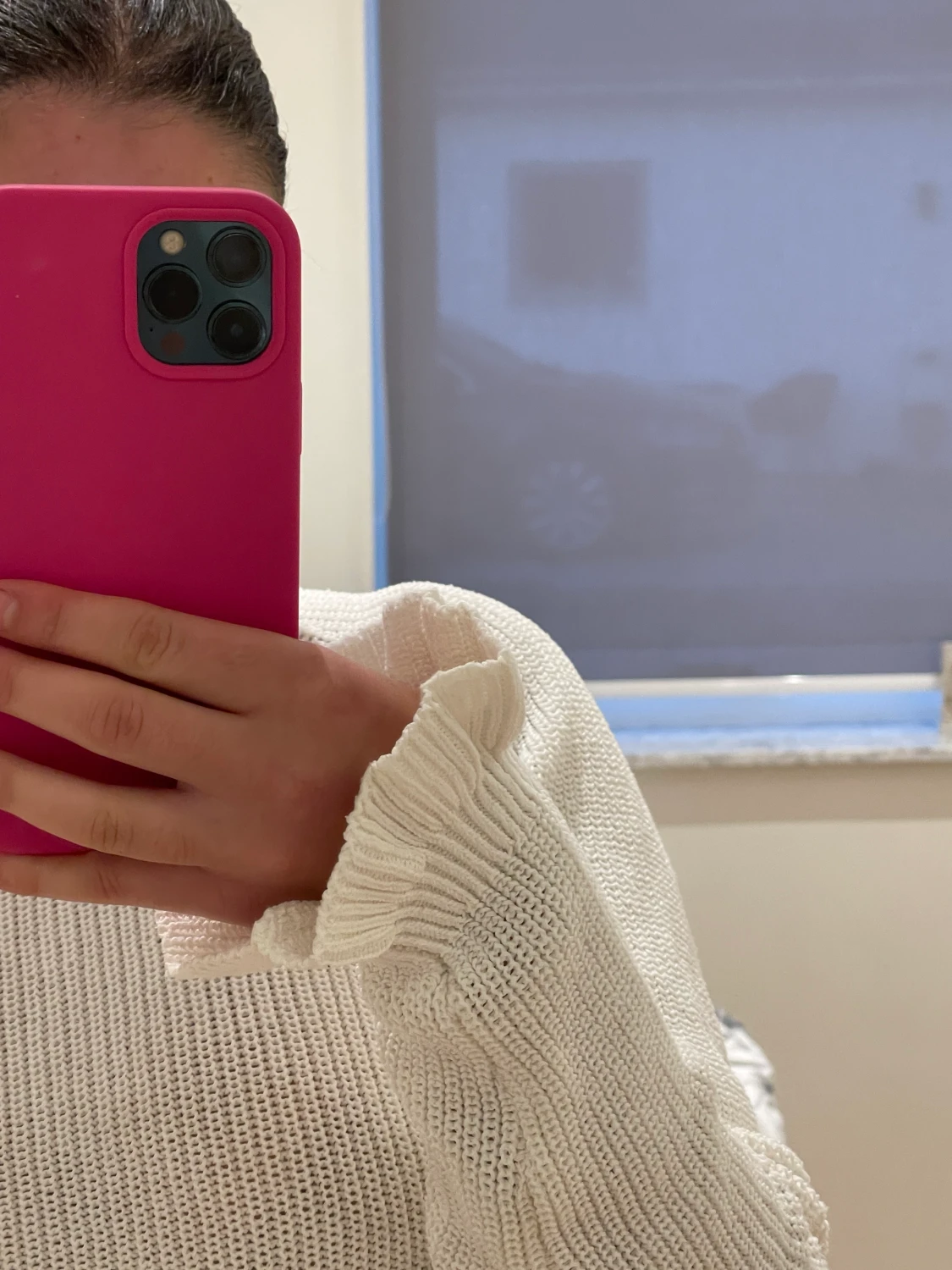 Vit stickad tröja  - 90