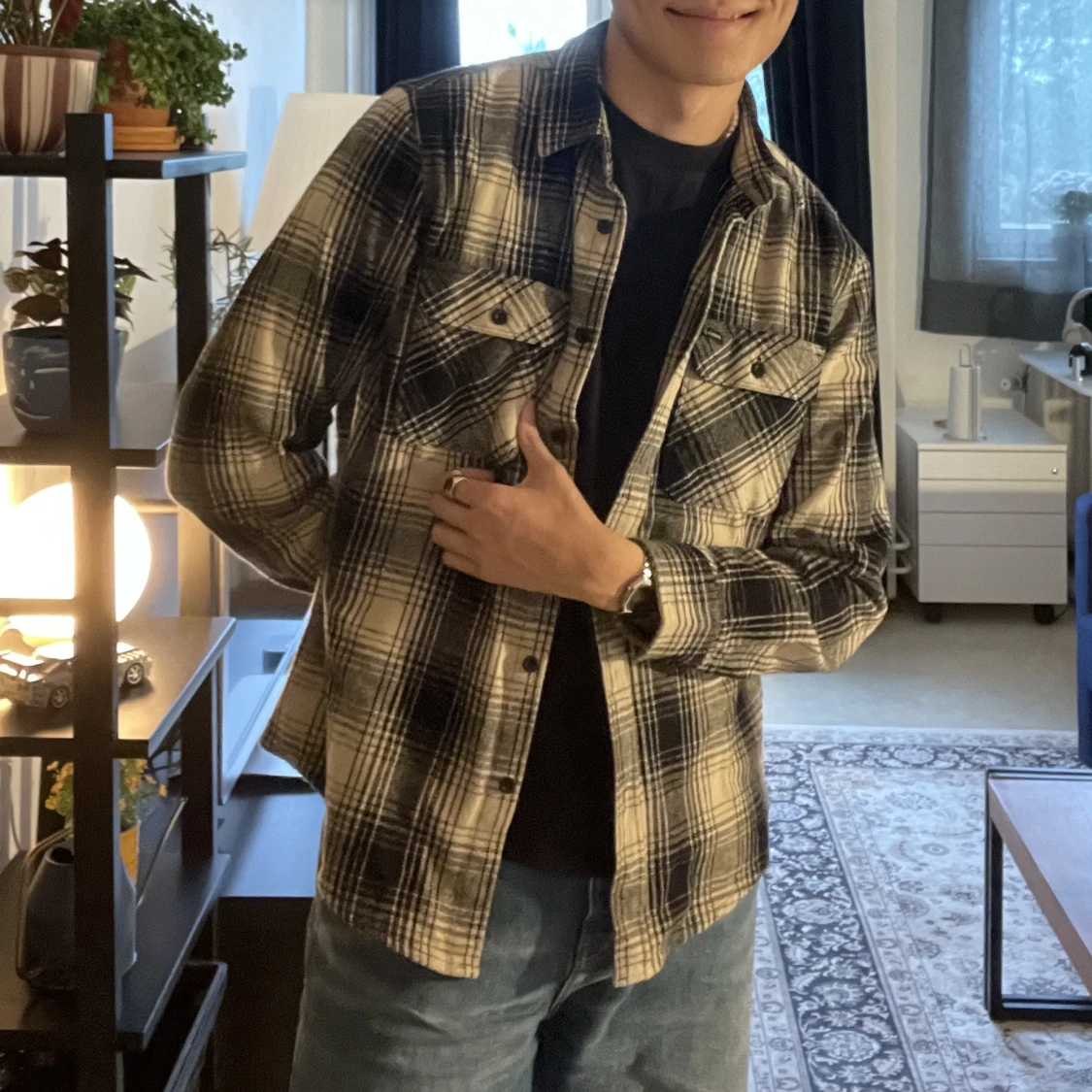 Beige Svart Brixton Flanellskjorta - 90