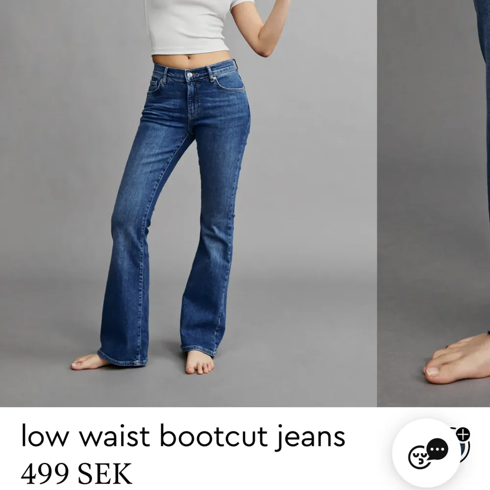 Säljer dessa slutsålda low waist bootcut jeans från Gina Tricot som aldrig kommit till användning med prislappen kvar. Finns att hämta i Göteborg annars står köparen för frakt! 💕. Jeans & Byxor.