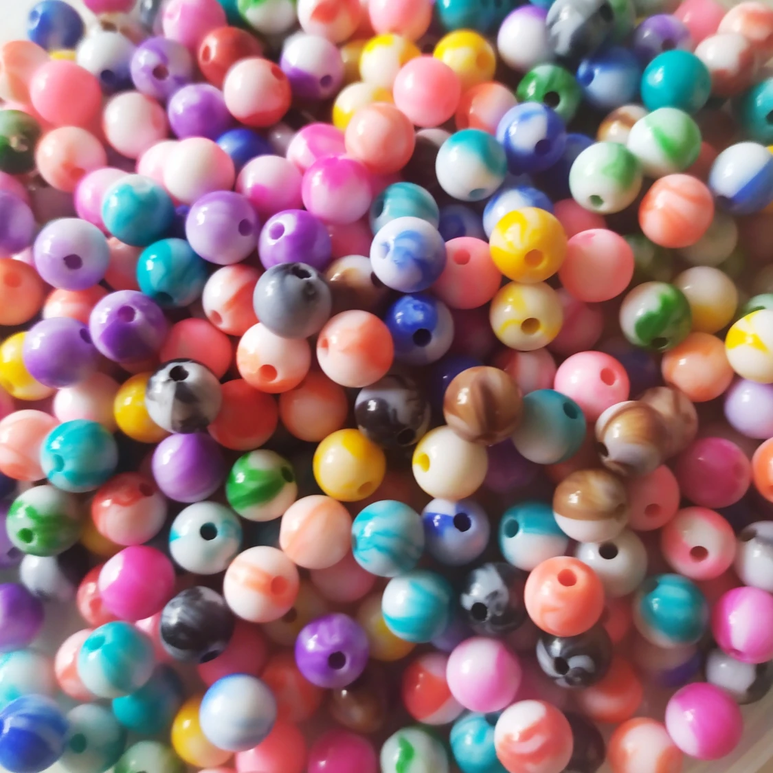 100 PACK! Akrylpärlor Galaxy Mix + Armbandstråd