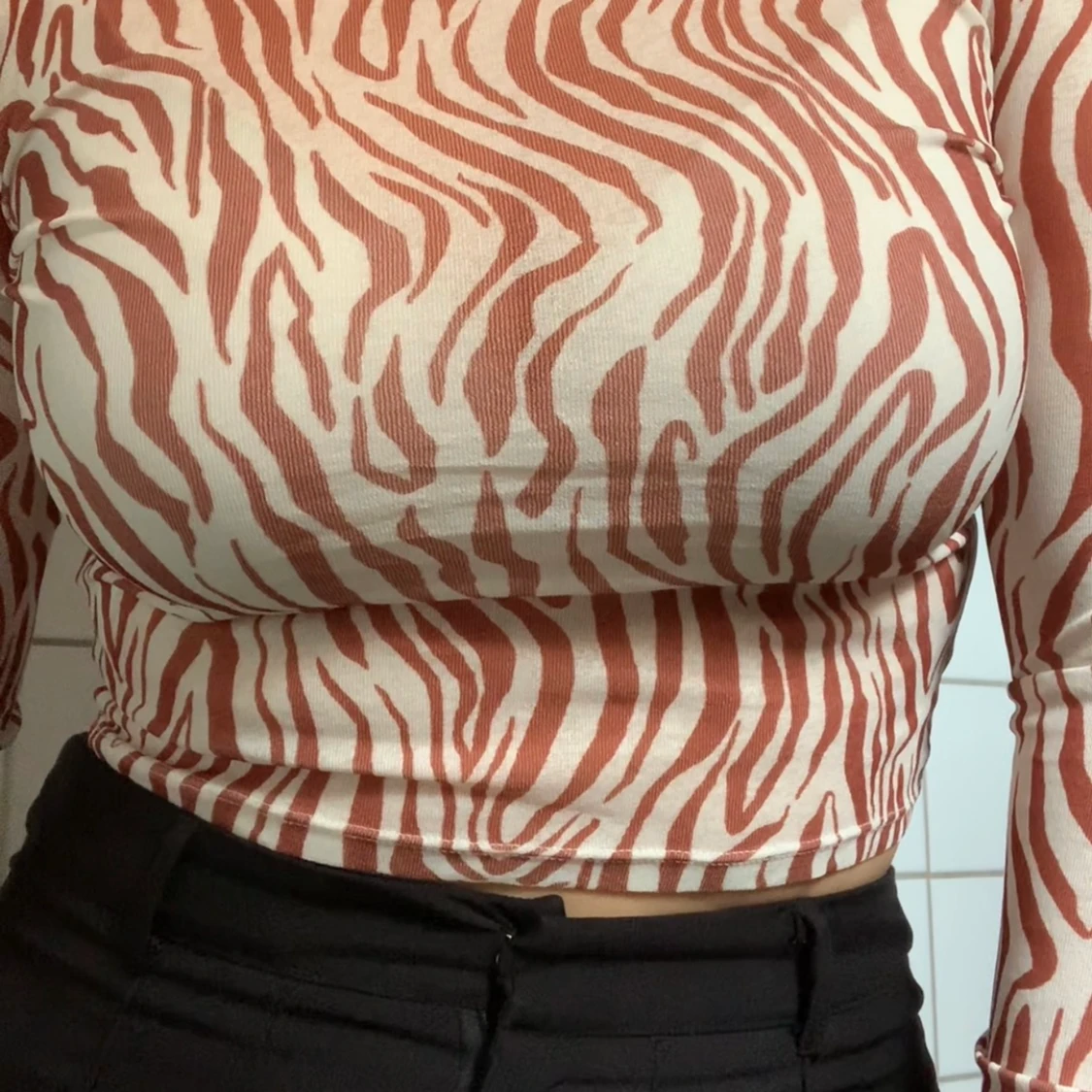 Mesh mönstrad långärmad topp