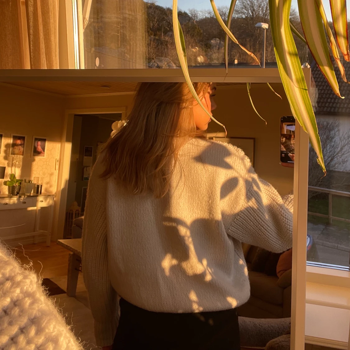 Blå stickad tröja - 91