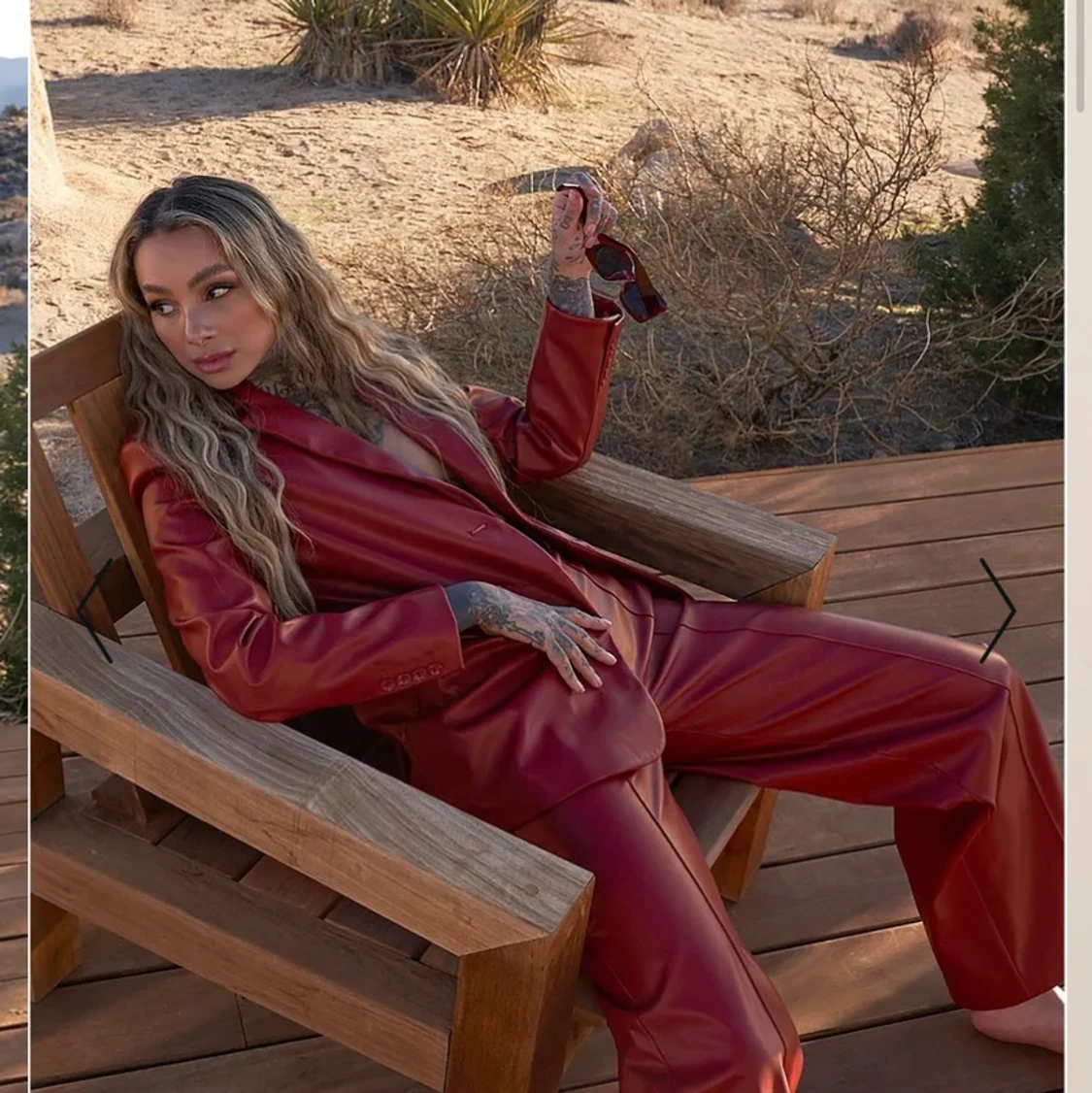 Röda läder byxr - 90