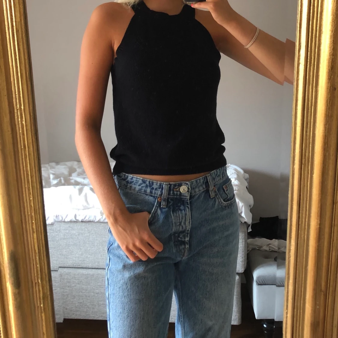 Svart halterneck top - 90